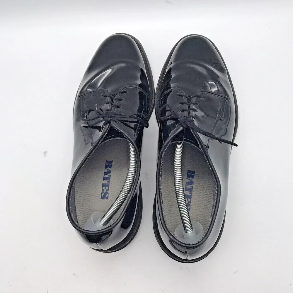 Bates Black High Gloss Vibrum Sole Derby Shoes Mens 12D Police Security Military